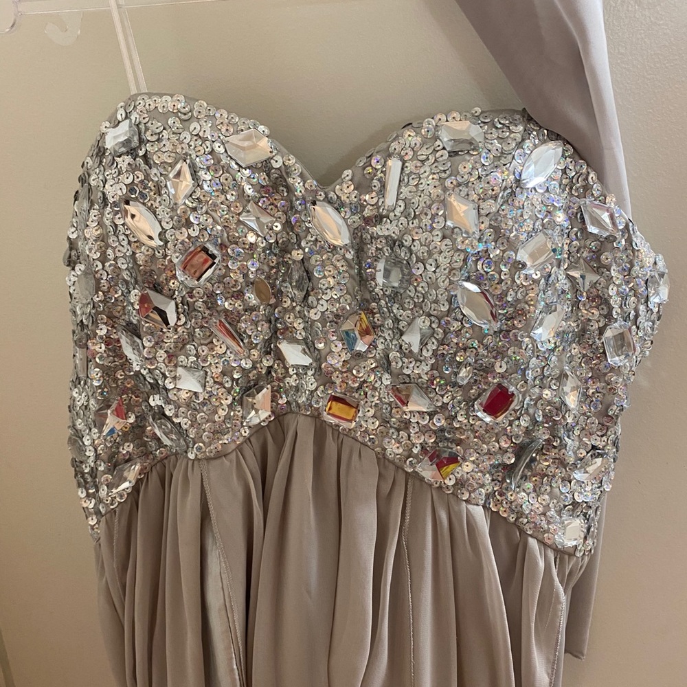 Silver Corset Gown W Rhinestones & Matching Purse